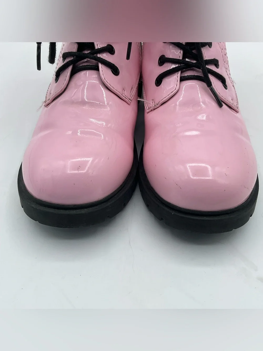 DREAM PAIRS Kids Size 13 Pink Patent Combat Boots Lace Up Side Zip Girls